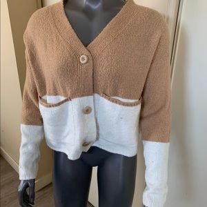 Suzy sheer size medium acrylic/ elastane neutral cropped cardigan.